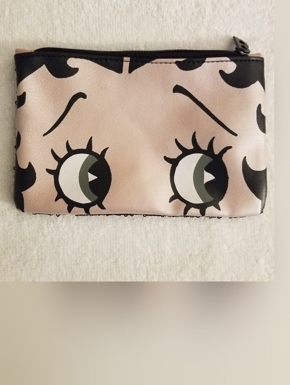 Betty Boop Make Up Case Pouch Bag Black Sequins Back Zippered Ipsy